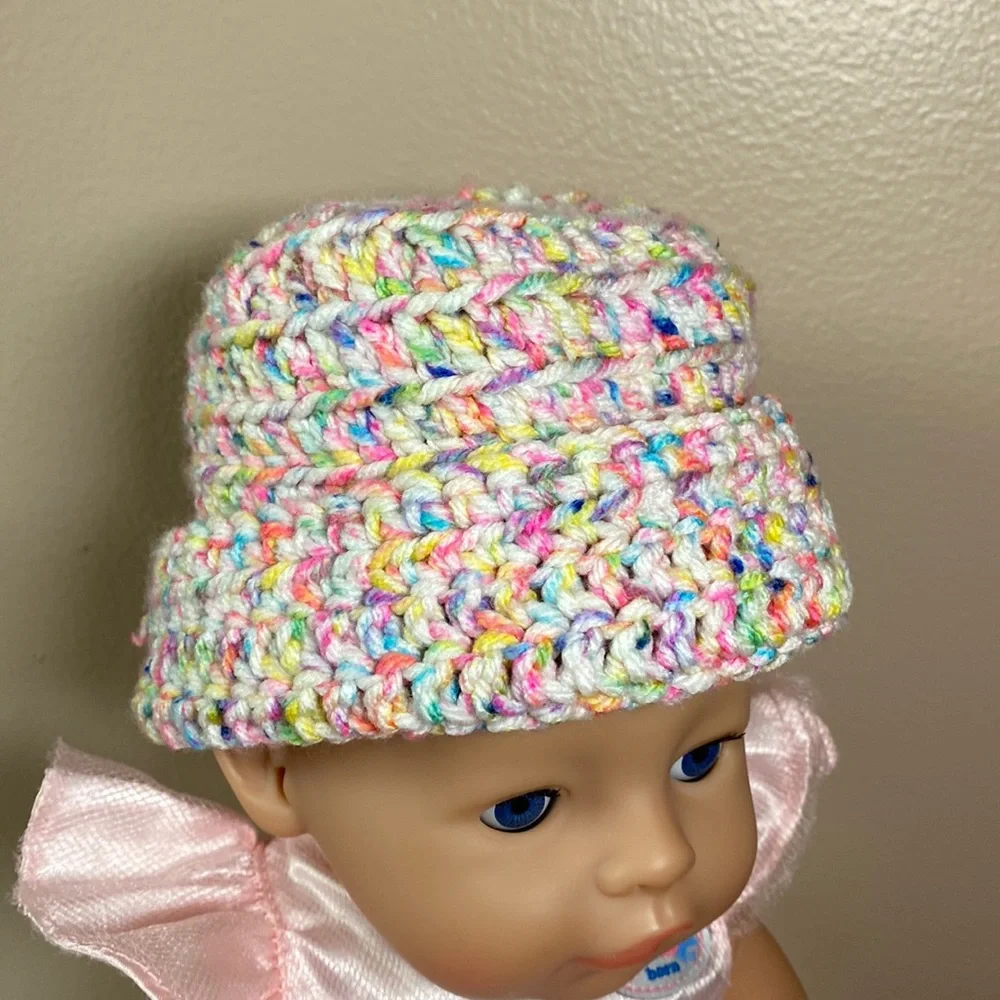 Hand Crafted Colorful Cable Knit Knitted Baby Hat Handmade